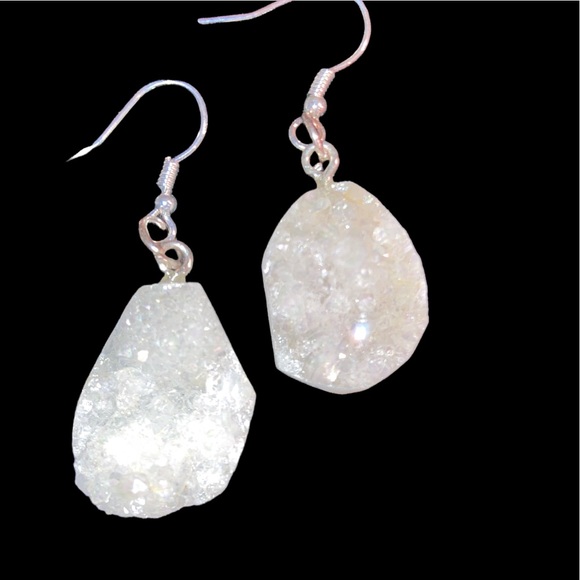 New Genuine Druzy Quartz Earrings - Picture 2 of 3